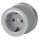 Розетка с заземлением (Матовый хром) ретро