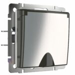 Розетка влагозащ. с зазем. с защит. крышкой и шторками (глянцевый никель)