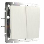 Выключатель  двухклавишный (перламутровый рифленый)