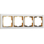 Рамка на 4 поста (белый/золото)