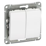 GLOSSA Выключатель двухклавишный в рамку белый сх.5
