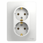 GLOSSA Розетка двойная с заземлением в сборе белая