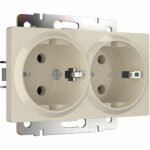 Розетка двойная с заземлением (слоновая кость)