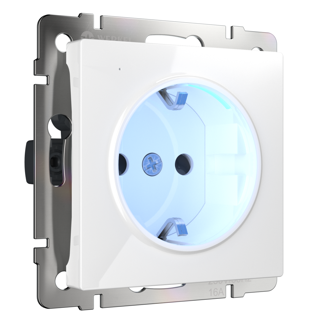 Купить Розетка с заземлением и подсветкой (белая) в Туле