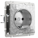 Розетка с заземлением (серебряный)