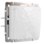 Розетка влагозащ. с зазем. с защит. крышкой и шторками (белый)