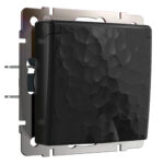 Розетка влагозащ. с зазем. с защит. крышкой и шторками (черный)