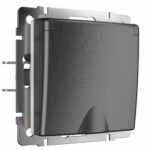 Розетка влагозащ. с зазем. с защит. крышкой и шторками (графит рифленый)