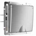 Розетка влагозащ. с зазем. с защит. крышкой и шторками  (серебряный)