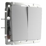 Выключатель двухклавишный проходной (серебряный)