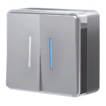 Выключатель двухклавишный с подсветкой Gallant (серебряный)