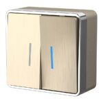 Выключатель двухклавишный с подсветкой Gallant (шампань рифленый)