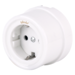 Розетка с заземлением (белый) Ретро