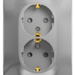 Schneider electric GLOSSA РОЗЕТКА двойная с заземлением со шторками, АЛЮМИНИЙ