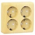 Schneider Этюд розетка 4-я с/з со шторкой сосна (Дача)