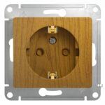 Schneider electric GLOSSA РОЗЕТКА с заземлением со шторками, ДЕРЕВО ДУБ