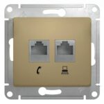 Schneider electric GLOSSA РОЗЕТКА двойная RJ11+RJ45, кат.5E, ТИТАН