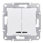 Schneider SEDNA выключатель 2кл. с подсв. белый