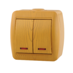 Lezard NATA выключатель 2 кл. с подс. Ольха