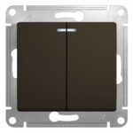 Schneider electric GLOSSA 2-клавишный ВЫКЛЮЧАТЕЛЬ с подсв. сх.5а, 10АХ, механизм, ШОКОЛАД