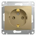 Schneider electric GLOSSA РОЗЕТКА с заземлением со шторками, ТИТАН