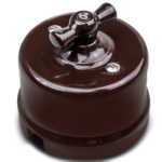 Bironi Выключатель двухклавишный керамика коричневый