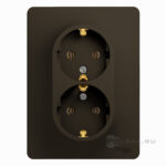 Schneider electric GLOSSA РОЗЕТКА двойная с заземлением, 16А, в сборе, ШОКОЛАД