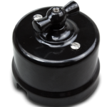 Bironi Выключатель двухклавишный керамика черный