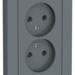 Розетка двойная без заземления со шторками,16А, в сборе, Грифель AtlasDesign