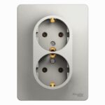 Schneider electric GLOSSA РОЗЕТКА двойная с заземлением, 16А, в сборе, ПЕРЛАМУТРОВЫЙ