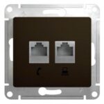 Schneider electric GLOSSA РОЗЕТКА двойная RJ11+RJ45, кат.5E, механизм, ШОКОЛАД