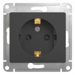 Schneider electric GLOSSA РОЗЕТКА с заземлением, 16А, механизм, АНТРАЦИТ