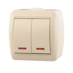Lezard NATA выключатель 2 кл. с подс. крем