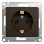 Schneider electric GLOSSA РОЗЕТКА с заземлением со шторками, 16А, механизм, ШОКОЛАД