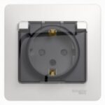Schneider GLOSSA розетка с/з с крышкой/шторкой IP44 белая в сборе
