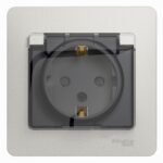 Schneider electric GLOSSA РОЗЕТКА с заземлением со шторками с крышкой, 16А, IP44, в сборе,ПЕРЛАМУТР
