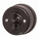 Выключатель 1-клавишный, проходной пластик, коричневый