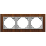 Efapel 3-х местная рамка, орех/алюминий