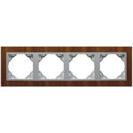 Efapel  4-х местная рамка, орех/алюминий