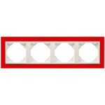 Efapel  4-х местная рамка, красный/лёд