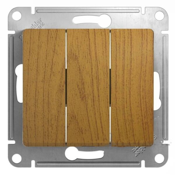 Schneider electric GLOSSA 3-клавишный ВЫКЛЮЧАТЕЛЬ, сх.3, ДЕРЕВО ДУБ