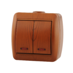 Lezard NATA выключатель 2 кл. с подс. Сосна