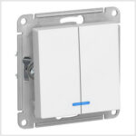 Выключатель 2-клавишный с подсветкой, сх.5а, 10АХ, механизм, Белый AtlasDesign