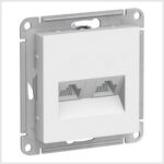 Розетка двойная компьютерная RJ45+RJ45, кат.5E, механизм, Белый AtlasDesign