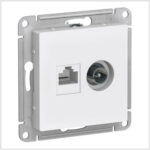 Розетка двойная ТВ + компьютерная RJ45, кат. 5Е, Белый AtlasDesign