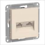Розетка двойная компьютерная RJ45+RJ45, кат.5E, механизм, Бежевый