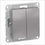 Выключатель 2- клавишный, сх.5, 10АХ, механизм, Алюминий AtlasDesign