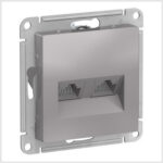 Розетка двойная компьютерная RJ45+RJ45, кат.5E, механизм, Алюминий AtlasDesign