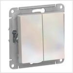 Выключатель 2-клавишный, сх.5, 10АХ, механизм, Жемчуг