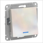 Переключатель 1-клавишный с подсветкой, сх.6а, 10АХ, механизам, Жемчуг